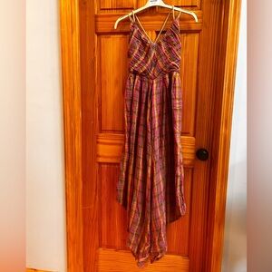 Anthropologie Multicolor Plaid Jumpsuit